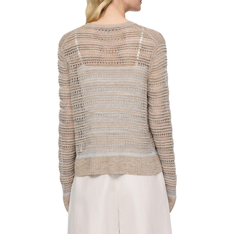 Metallic Lace and Ottoman Stitch Pullover Sweater image number null