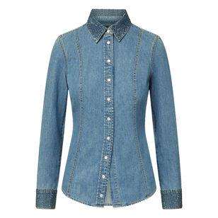 Eddie Rhinestone-Embellished Chambray Shirt
