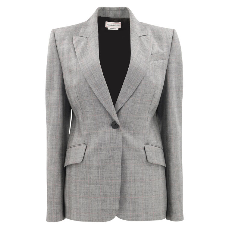 Prince of Wales One-Button Wool Blazer image number null