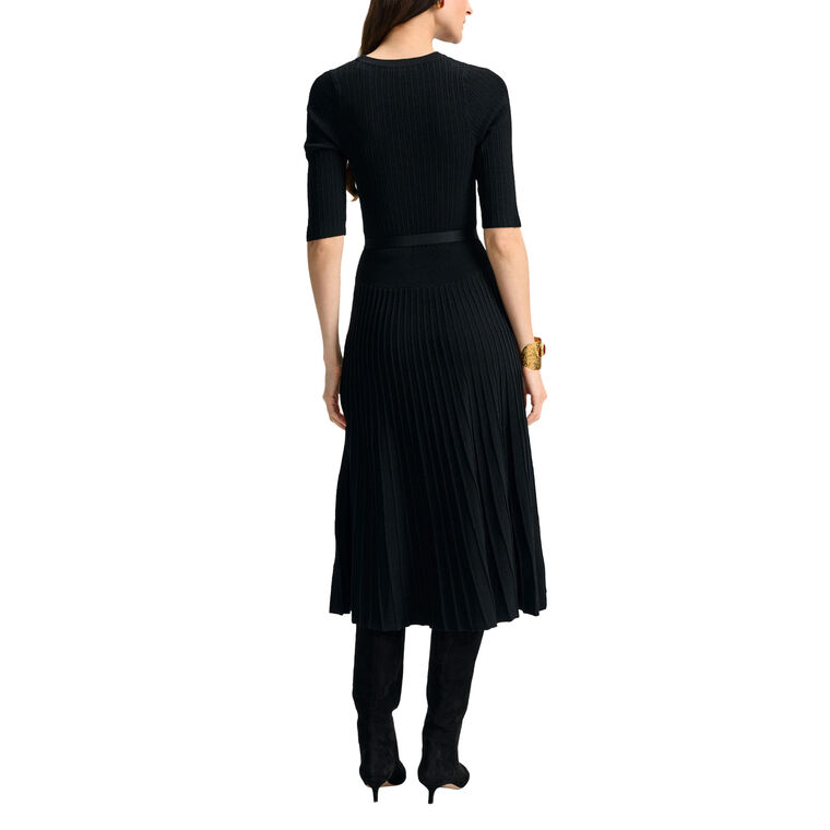 Elthea Short Sleeve Knit Belted Midi Dress image number null
