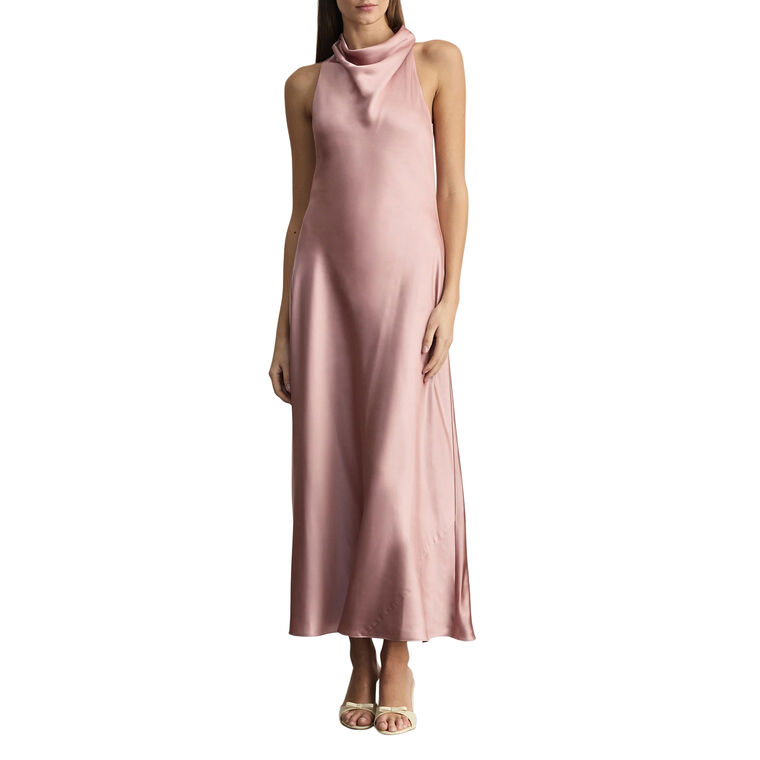 Celinda Halterneck Satin Bias Maxi Dress image number null