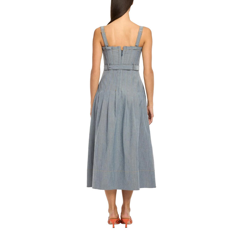 Brawnwen Sleeveless Belted Denim Midi Dress image number null