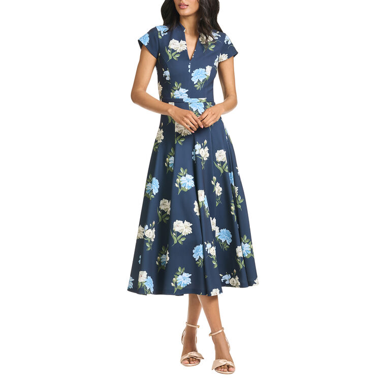 Jasmeen Short Sleeve Floral Midi Dress image number null
