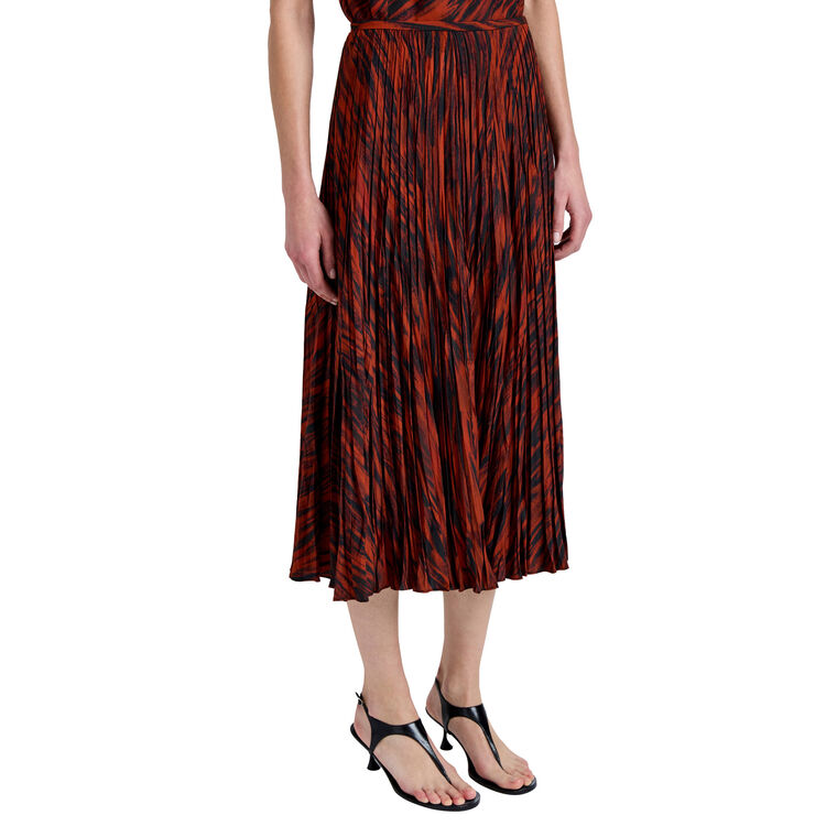 Runa Pleated Midi Skirt In Printed Soft Twill image number null