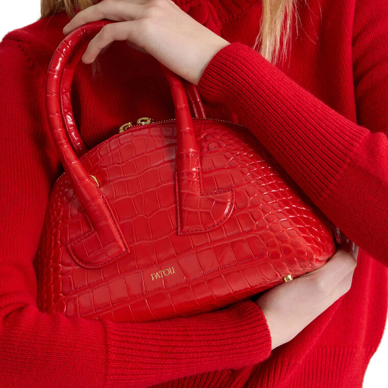Le Patou Bowling Bag In Croc Embossed Leather image number null