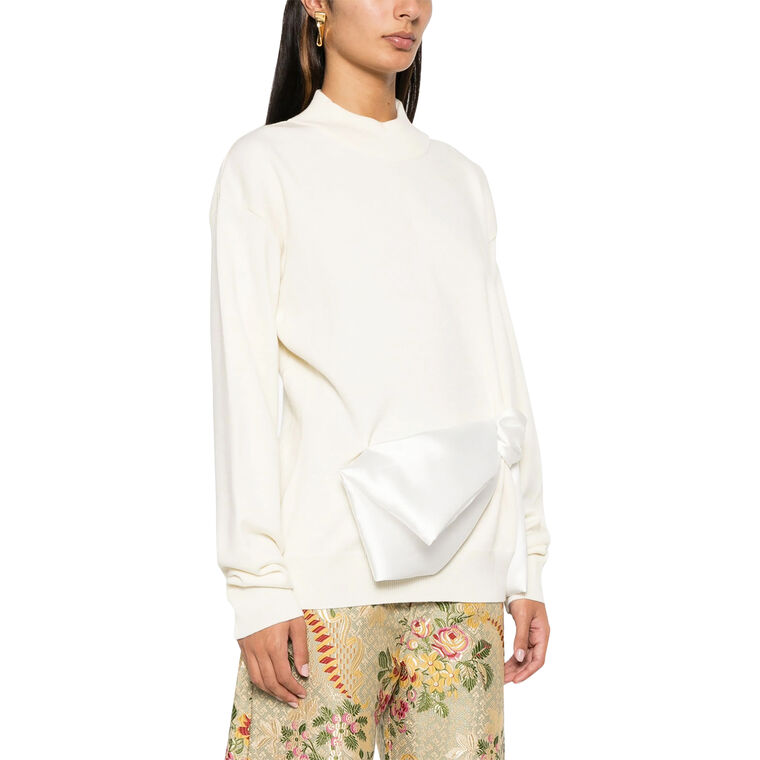 Merino Knit Sweater with Satin Bow image number null