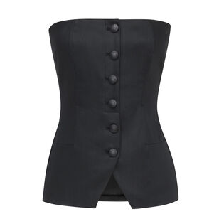 Strapless Coated Denim Bustier Top