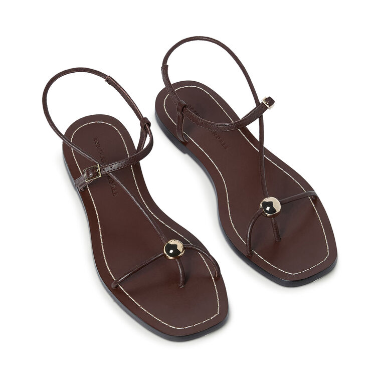 Lara Strappy Flat Sandal With Ornament Detail image number null