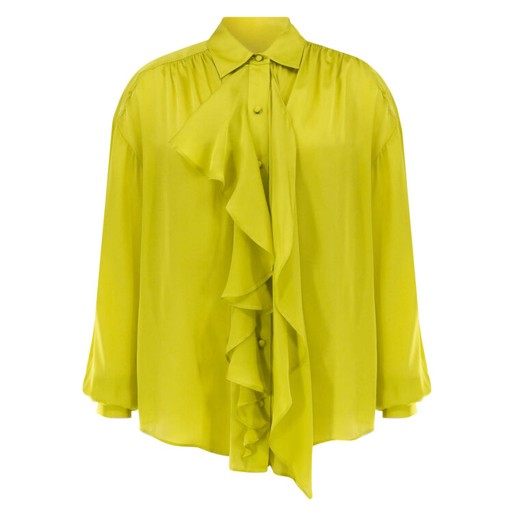 Gesture Long Sleeve Silk Ruffle Blouse image number null