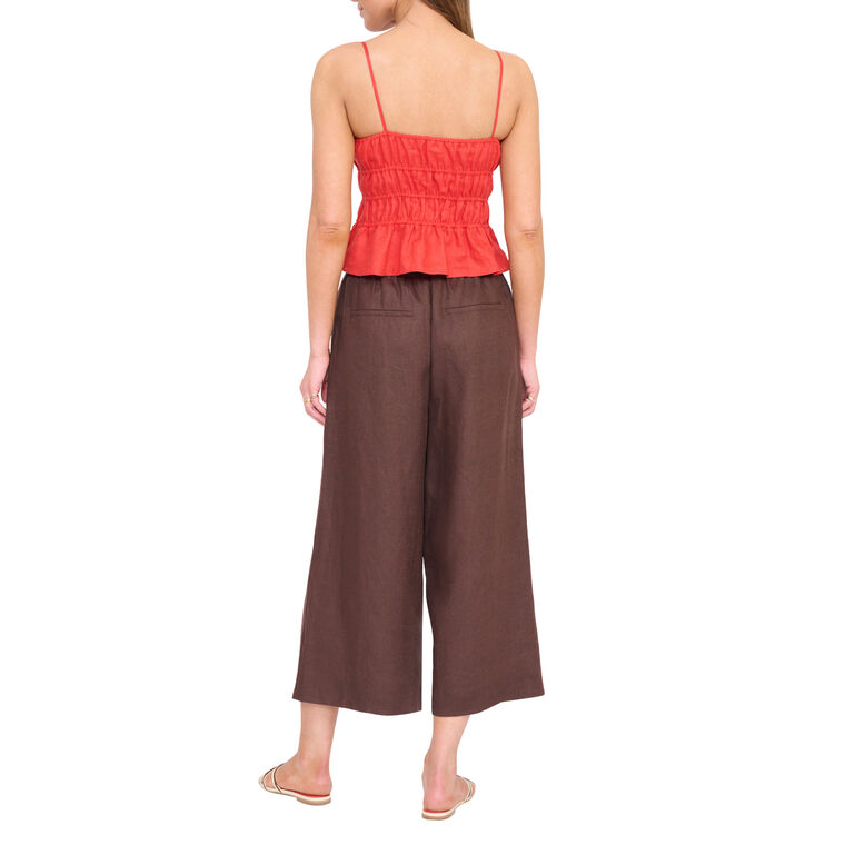 Ayla Smocked Linen Tank Top image number null