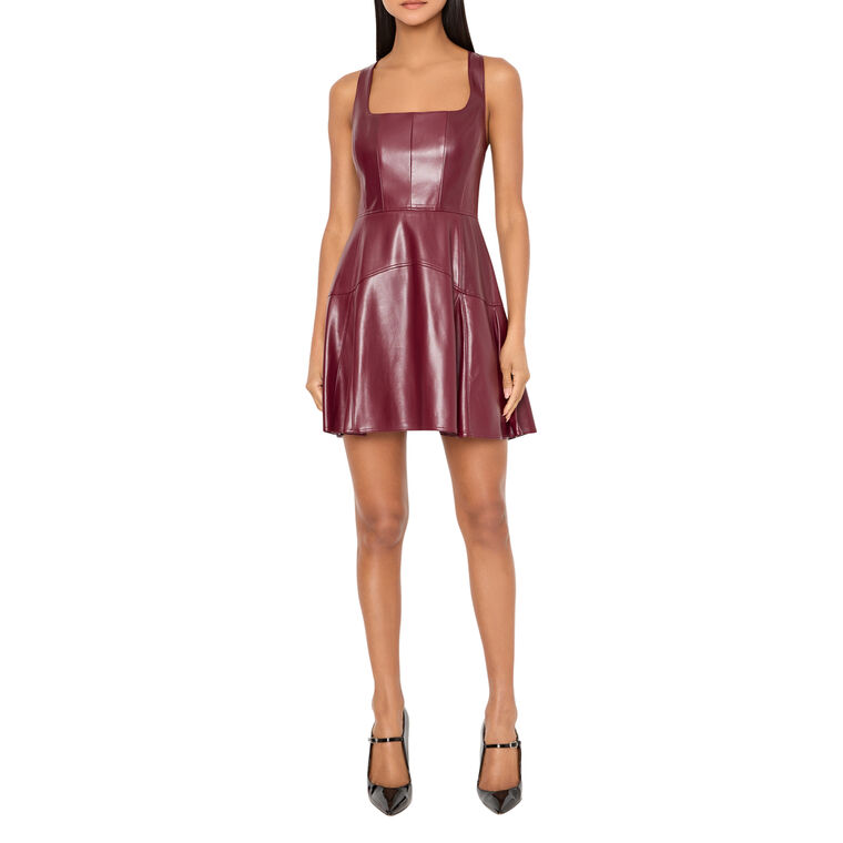 Sleeveless Vegan Leather Mini Dress image number null