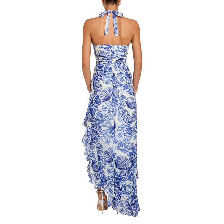 Marabou Halterneck High-Low Maxi Dress image number null