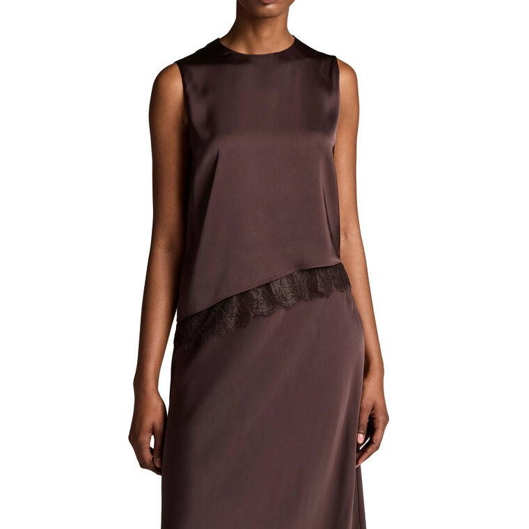 Asymmetric Hem Shell Top With Lace image number null