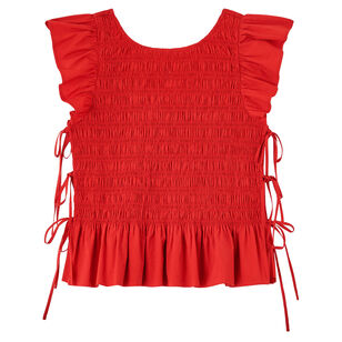 Angel Sleeve Smocked Cotton Top