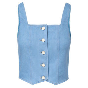 Spensley Square-Neck Denim Vest Top