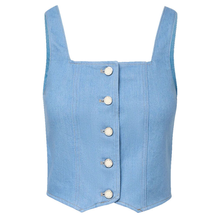 Spensley Square-Neck Denim Vest Top image number null