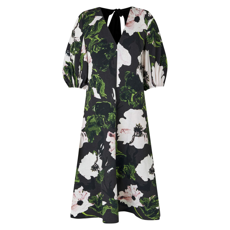Volume Sleeves Midi Dress image number null