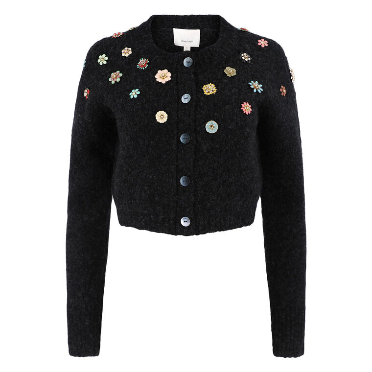 Clustered Enamel Flower Millie Cropped Cardigan image number null