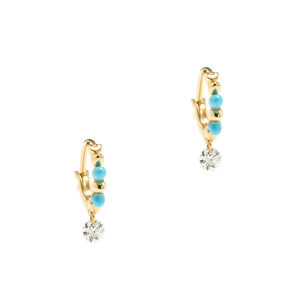 Turquoise and Diamond Mini Hoop Earrings
