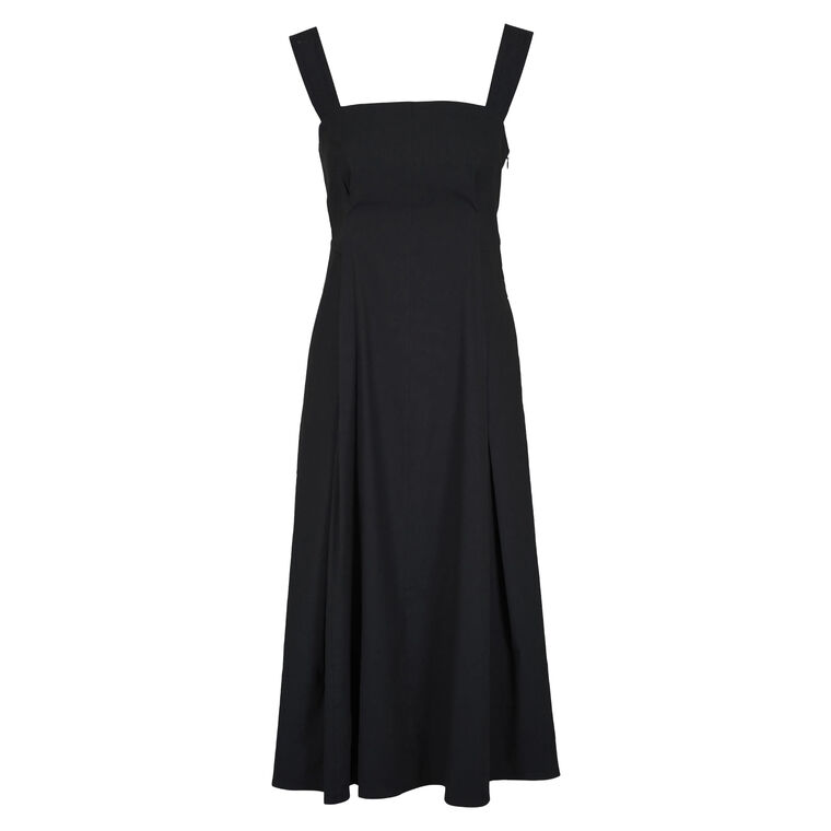 Linen-Blend Square-Neck Cami Midi Dress image number null