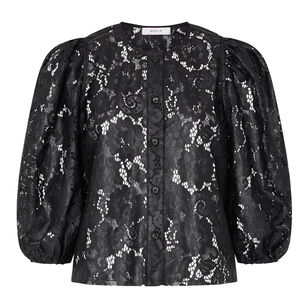 Nannie Textured Lace Puff Sleeve Top