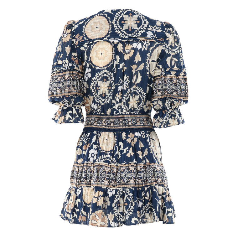 Barbara Cotton Short Sleeve Smocked Mini Dress image number null