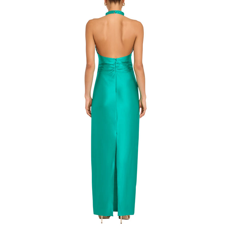 Marcine Sleeveless Silk Halterneck Maxi Dress image number null