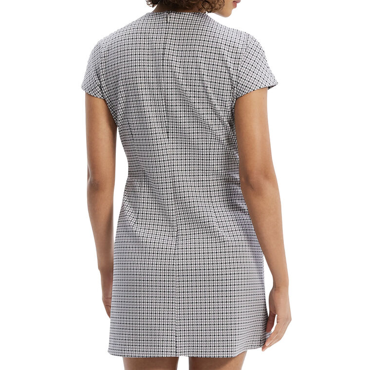 Dolman Short-Sleeve Houndstooth Mini Dress image number null