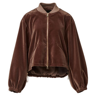 Velvet Zip-Up Bomber Jacket