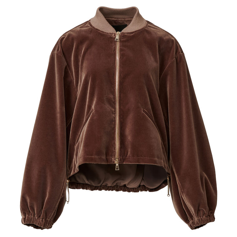 Velvet Zip-Up Bomber Jacket image number null