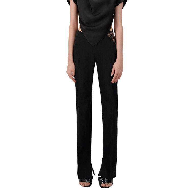 Lace Inlay Straight Leg Trouser image number null