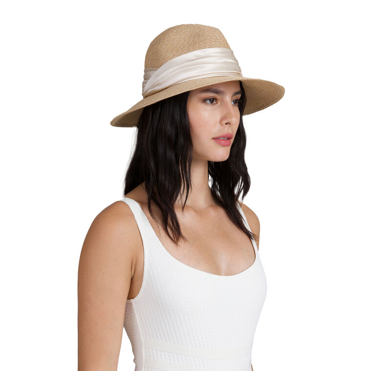 Courtney Toyo Packable Fedora With Satin Band image number null