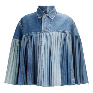 Pleated Denim Cape