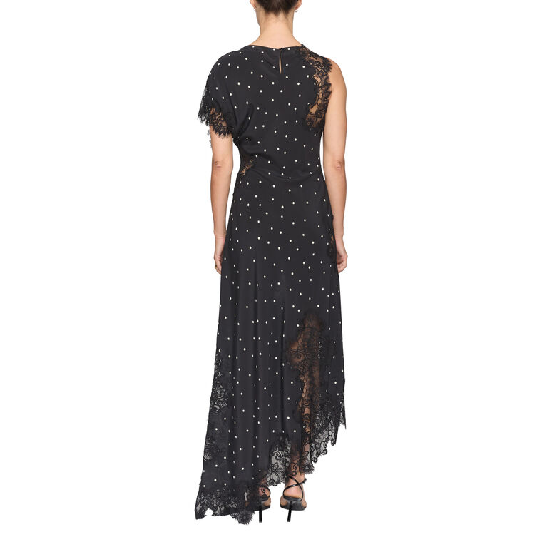 Alessia Bias-Cut Polka Dot Crepe And Lace Maxi Dress image number null