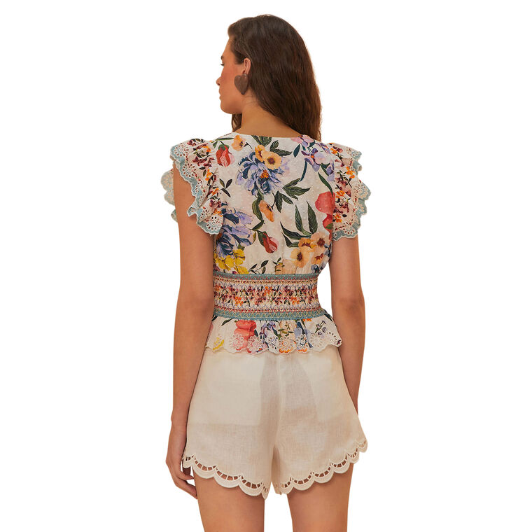 Greek Garden Smocked Short Sleeve Blouse image number null