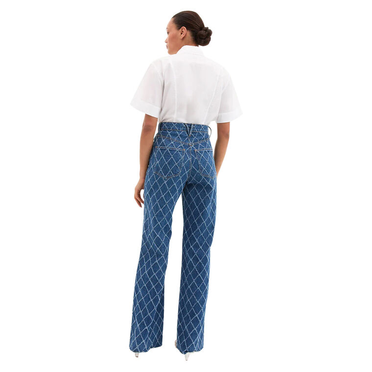 Taylor Diamond Printed Wide-Leg Jean image number null