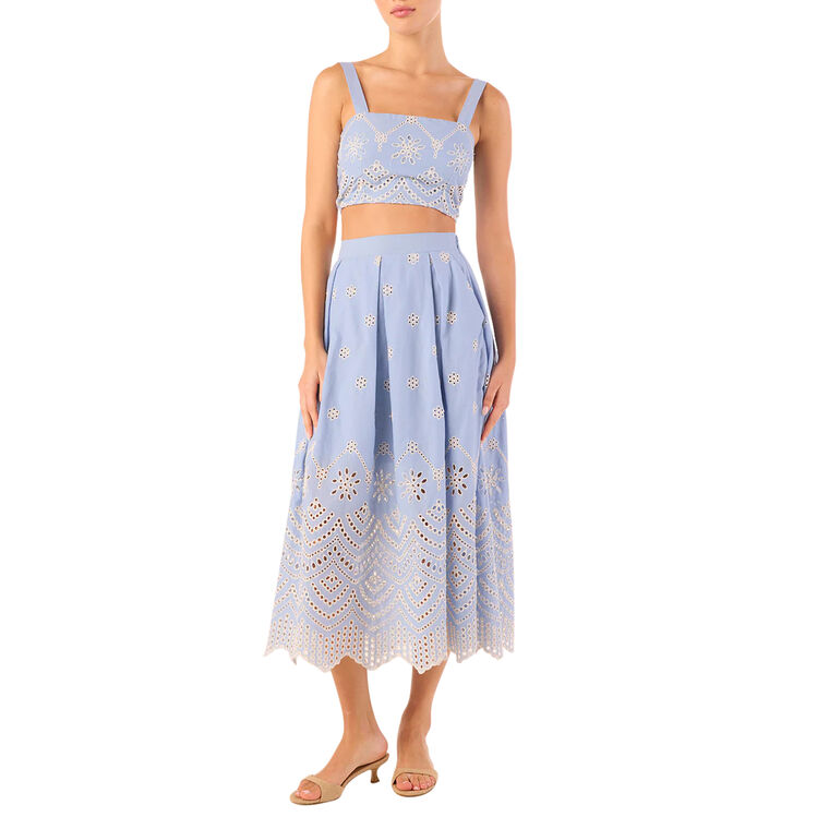 Aggie Eyelet-Detail Midi Skirt image number null