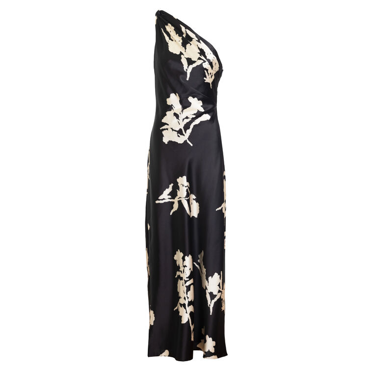 Stassi One Shoulder Satin Maxi Dress image number null