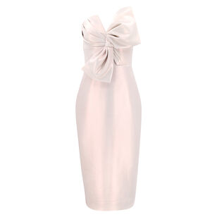Foiled Scuba Strapless Bow Front Dress