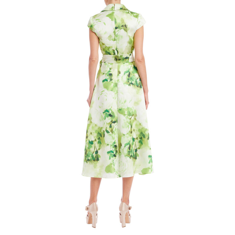 Short Sleeve Floral Print Midi Shirtdress image number null