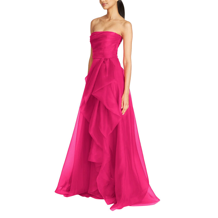 Teresa Strapless Draped Organza A-Line Gown image number null