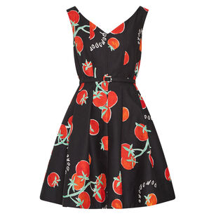 Peggy Tomato-Print Belted Mini Dress