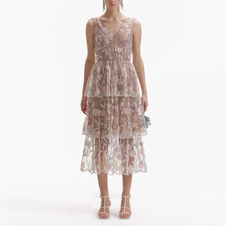 Sequin Flower Midi Dress image number null