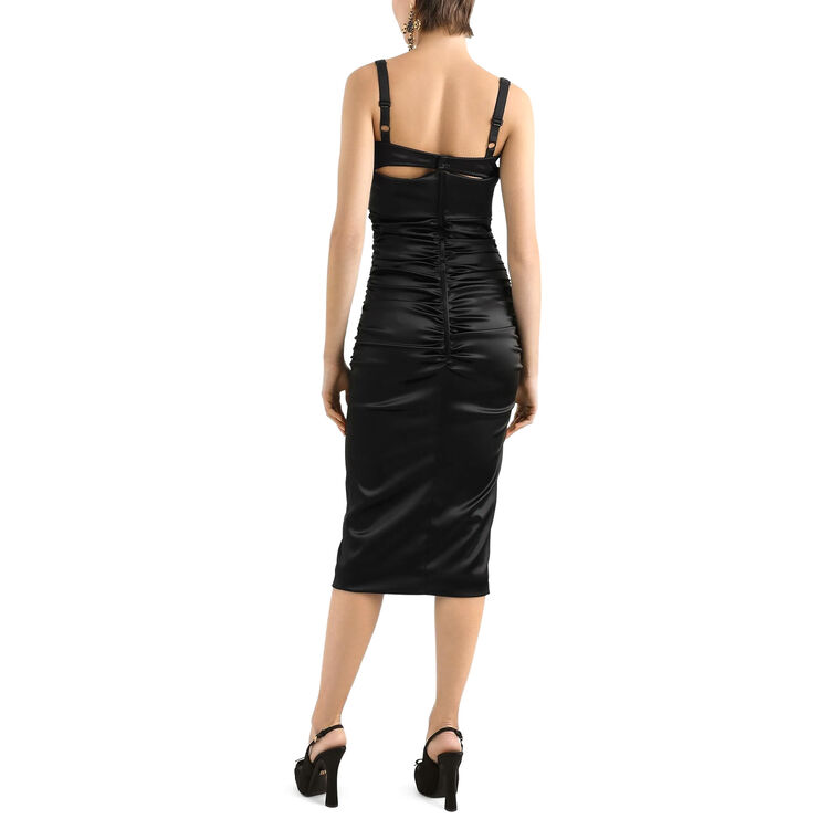 Ruched Bustier-Inspired Midi Dress image number null