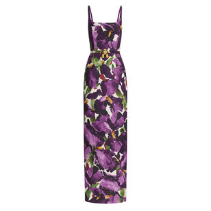 Sleeveless Large Watercolor Iris Faille Gown