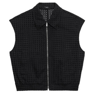 Eyelet-Embroidered Zip Vest