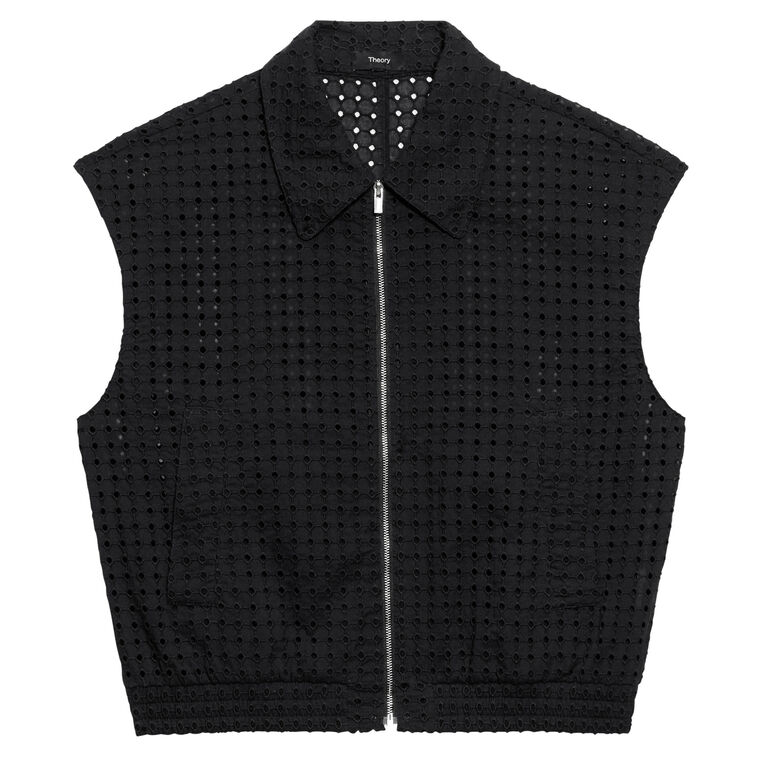Eyelet-Embroidered Zip Vest image number null