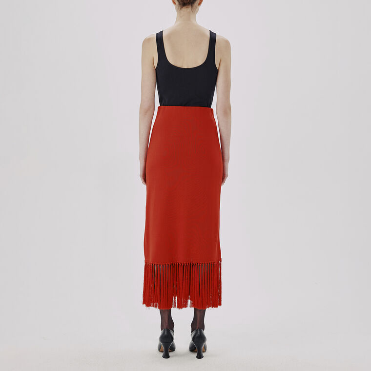 Knit Fringe Maxi Skirt image number null
