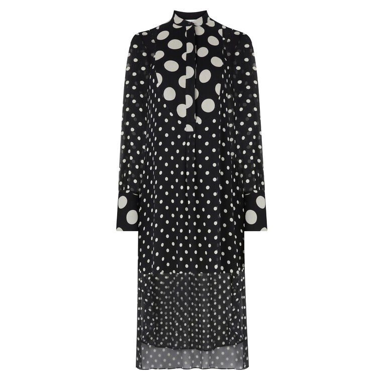 Polka Dot Silk Midi Dress image number null
