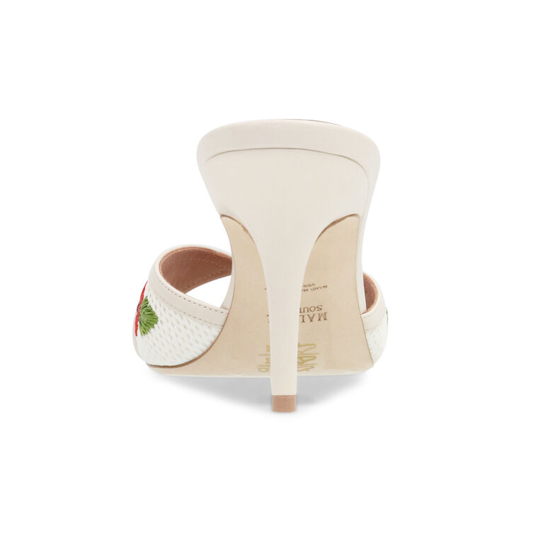 Perla 70mm Square Toe Flower Embroidered Raffia Mule image number null